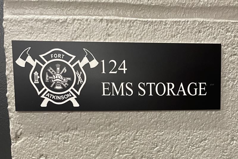 Fort Atkinson Fire Department Logo and EMS Storage Plaque