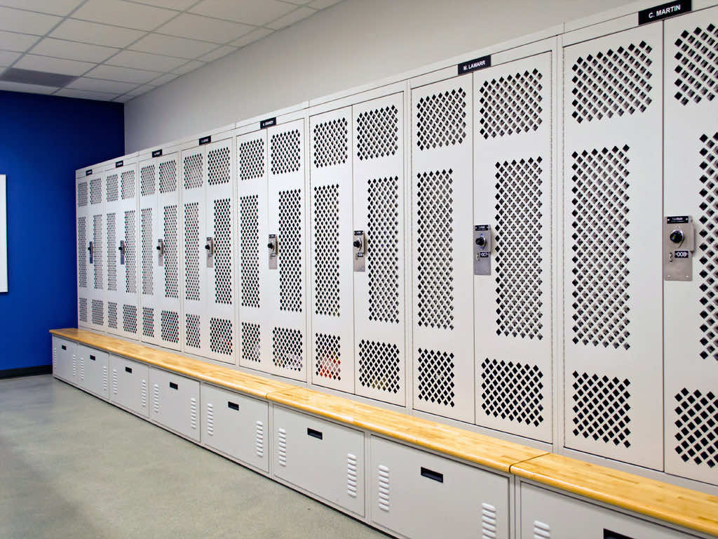 slopped top personal storage lockers