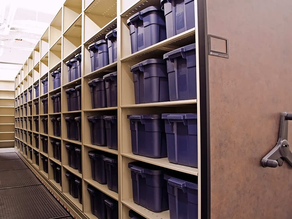 detention center bin storage shelving system