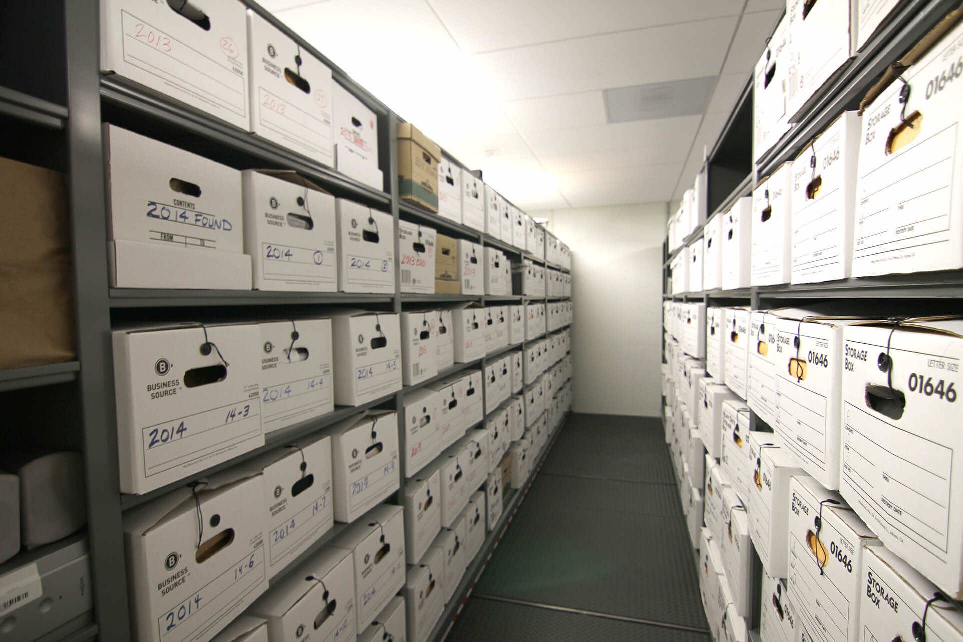 metal 4-post shelving for evidence storage
