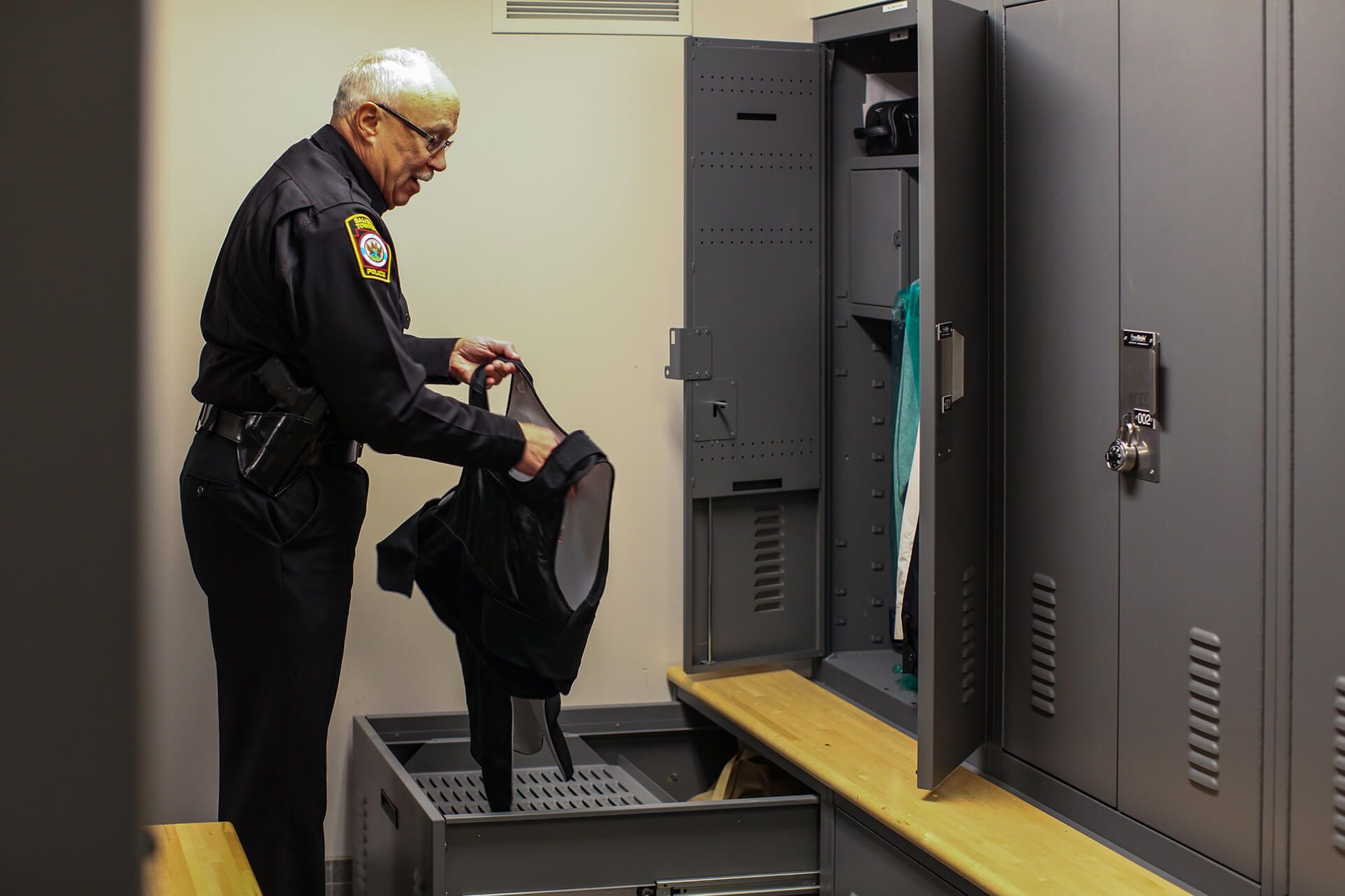 police bullet proof vest locker drawer storage