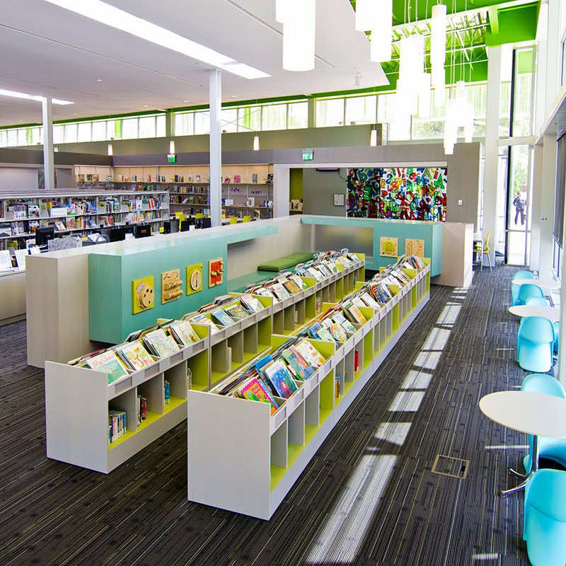 leed library recycled content shelving children's area design ideas