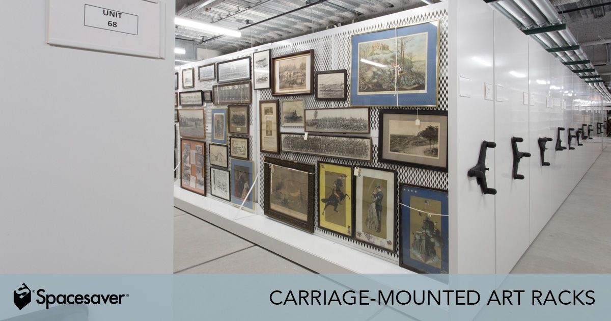 Carriage-Mounted Art Rack | Spacesaver Art Racks