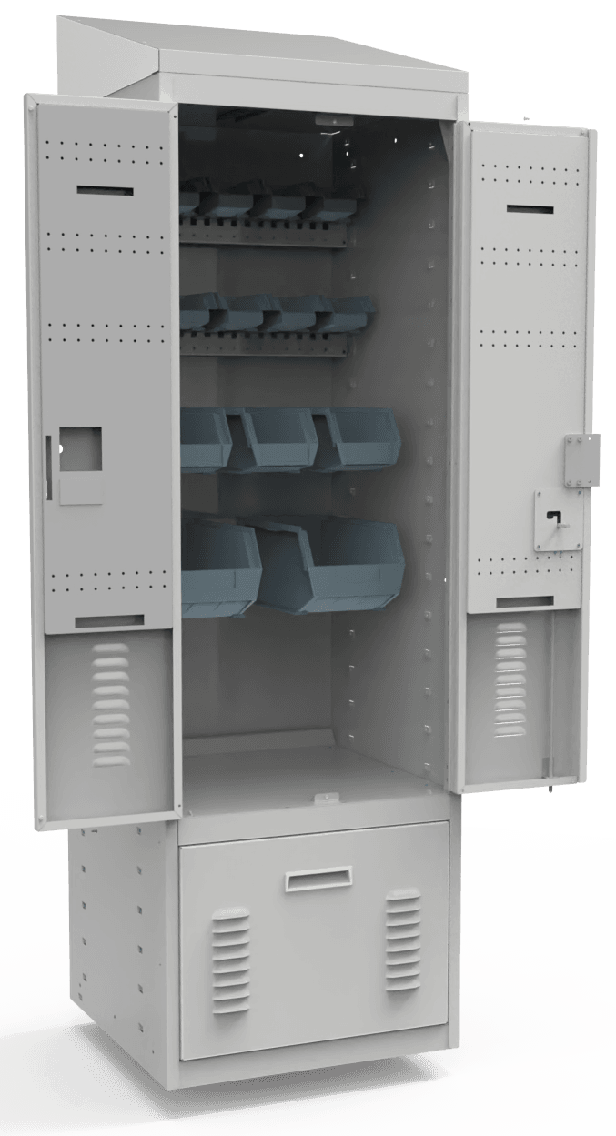 personal storage locker with bin small part storage