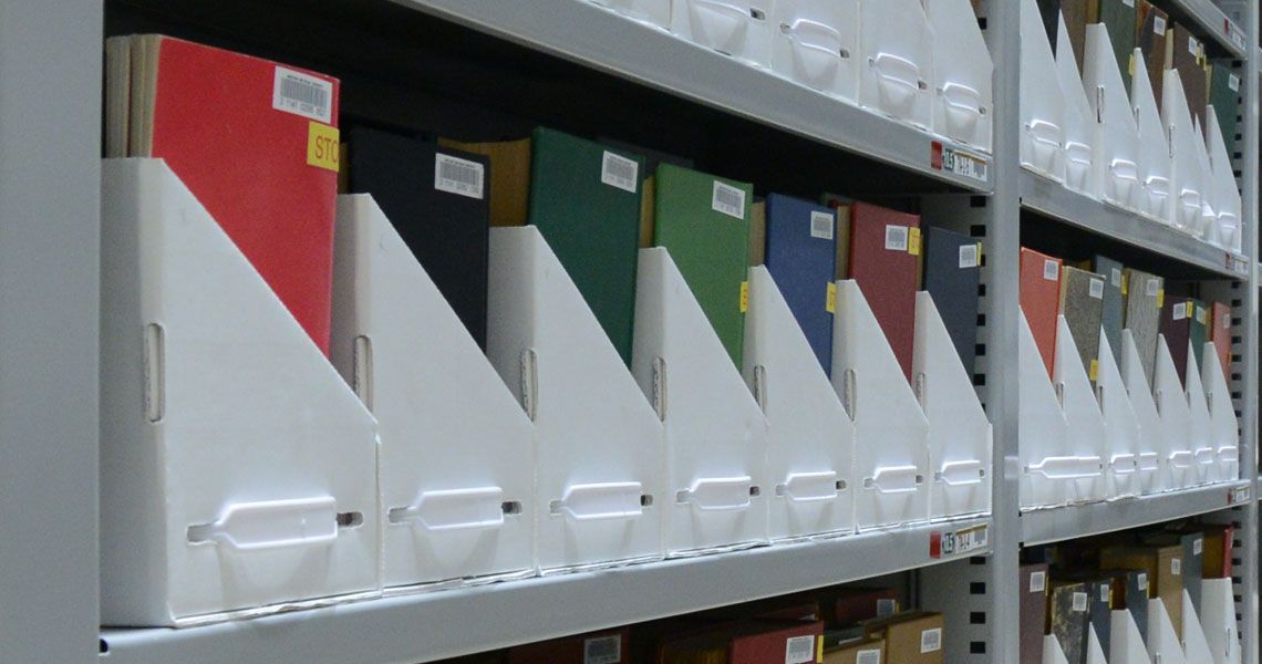 Documents in boxes stored on Spacesaver XTend system
