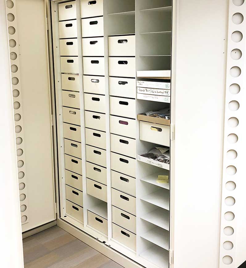 botany cabinet filled with specimen boxes