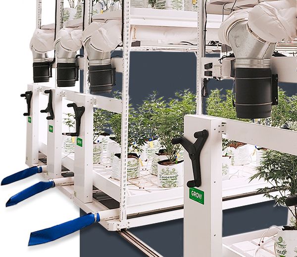 cannabis vertical grow racking mobile system