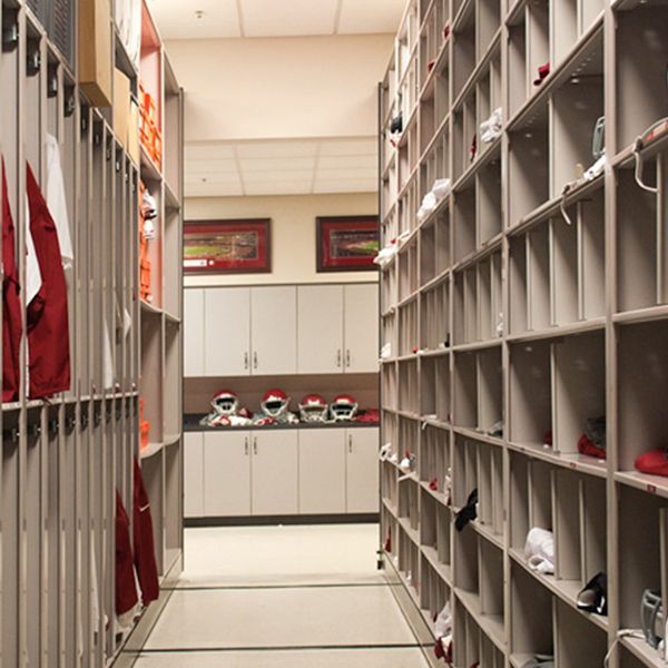 college football equipment room storage system