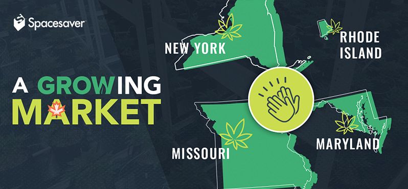 commercial cannabis business news graphic showing newly legalized states