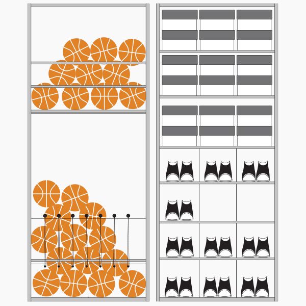 basketball equipment storage configurations ideas