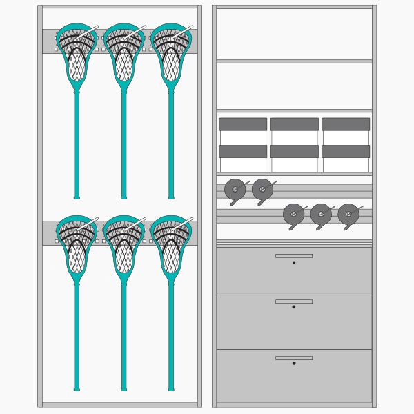 lacrosse equipment storage configurations ideas