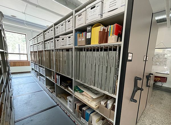 county museum high-density mobile collection shelving