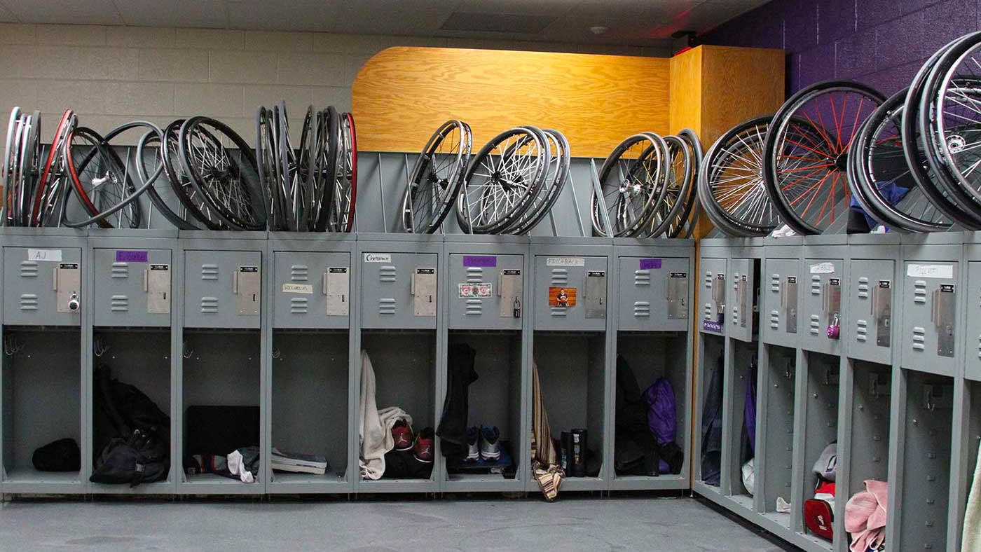 custom athletic lockers for wheelchair basketball team