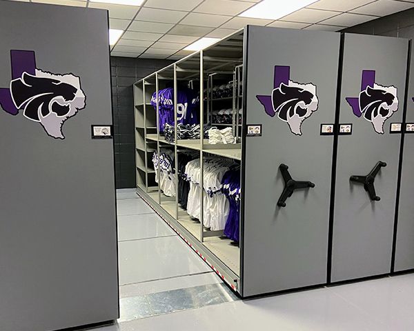 custom school athletic equipment room shelving