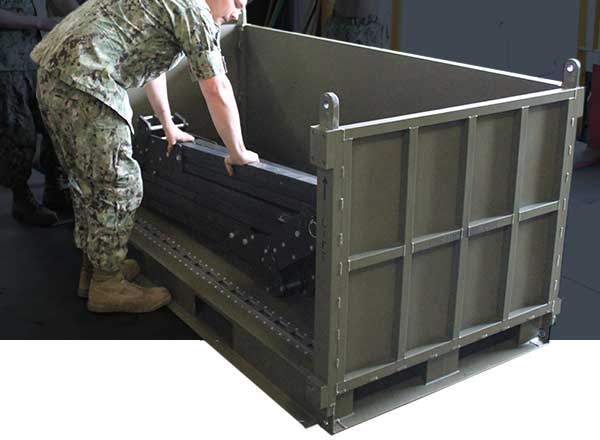 deployable metal transport container