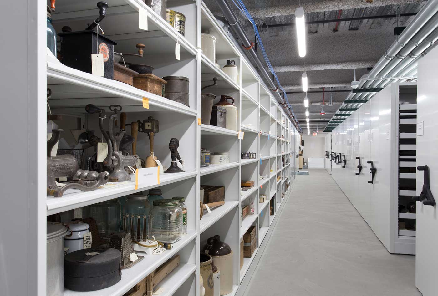 Dunn museum collection of artifacts on high-density mobile storage system