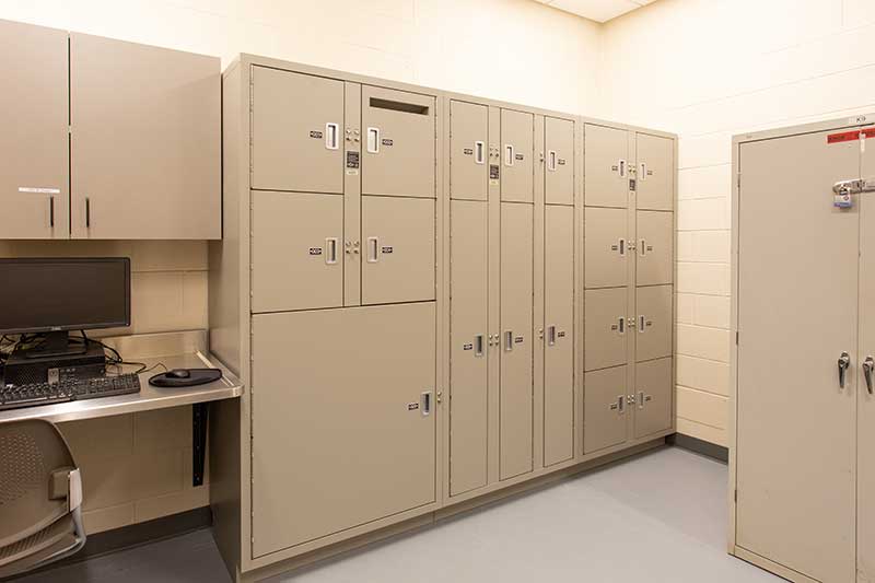 evidence lockers non pass through evidence processing room