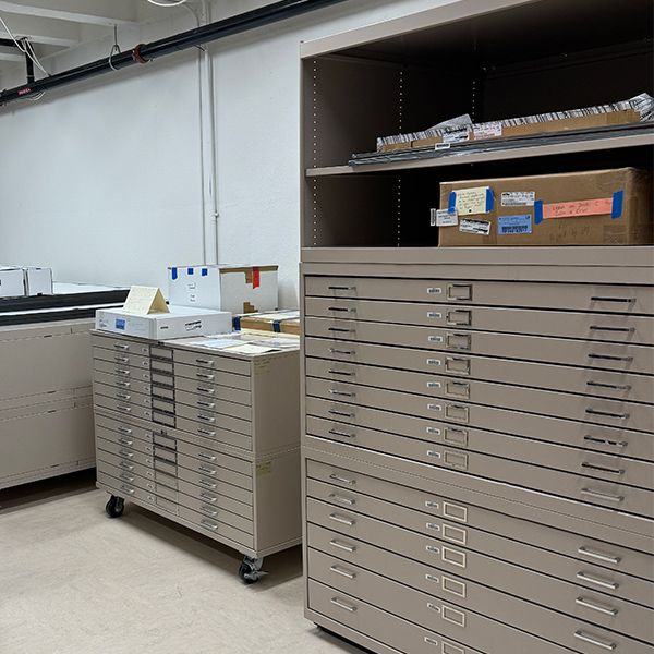 flat-file cabinets for historic artifact collection storage