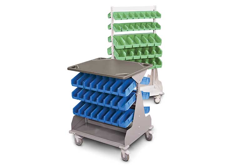 modular shelving cart for hospital with bins