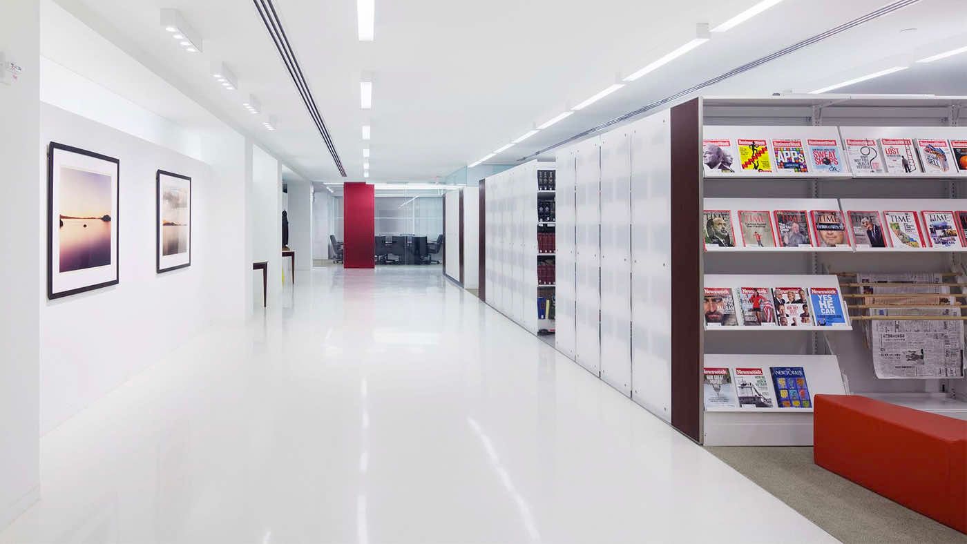 high-density compact shelving at law firm