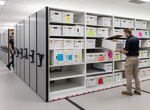 high-density shelving mechanical-assit moving system