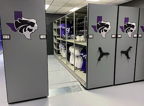 high school football team equipment storage system