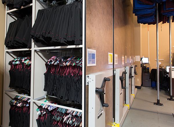 hotel employee uniform compact storage system