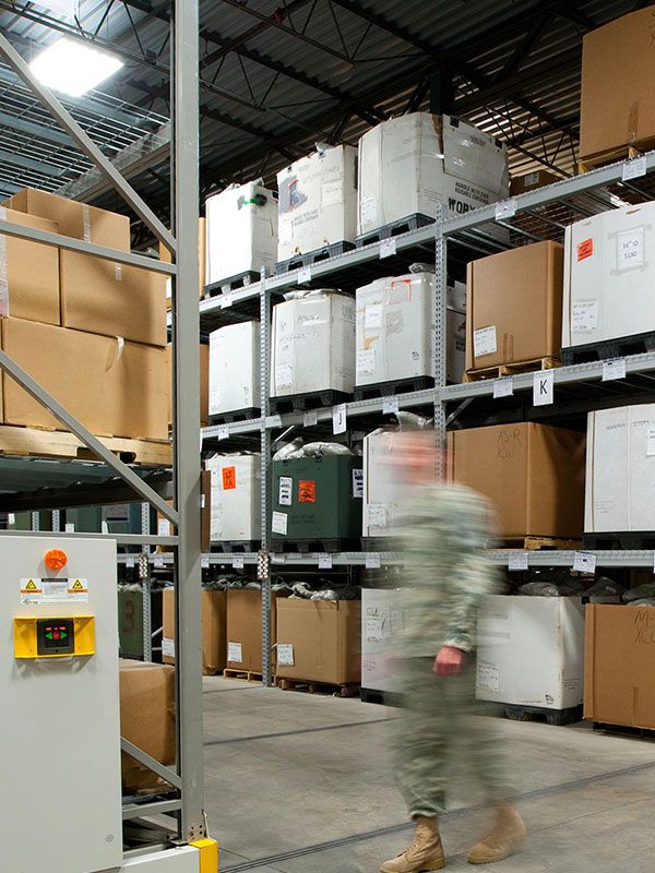 industrial shelving for military storage