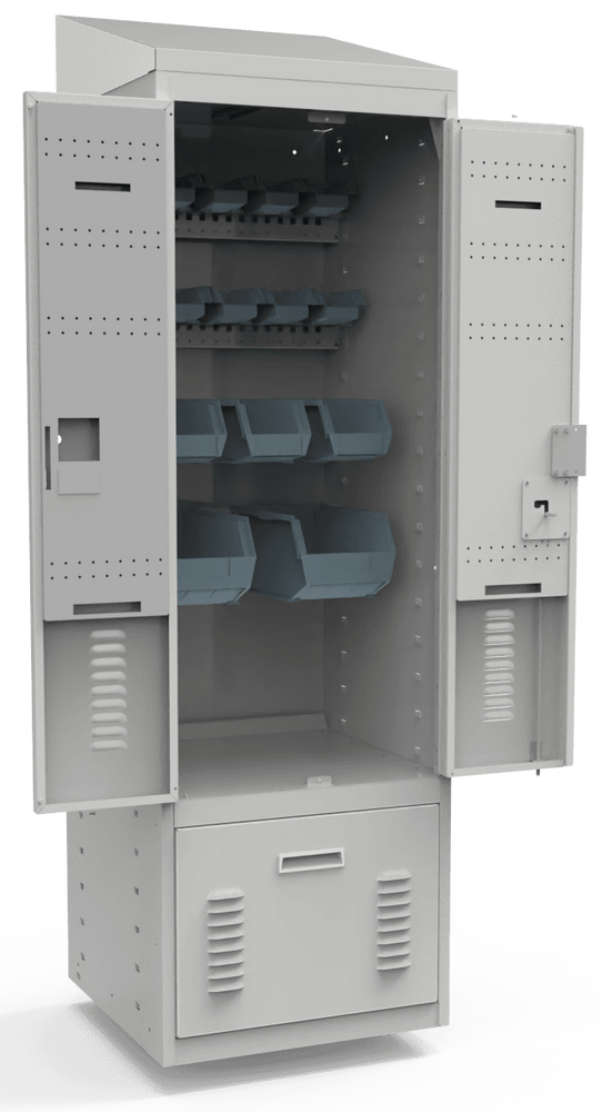 personal storage locker with bin small part storage