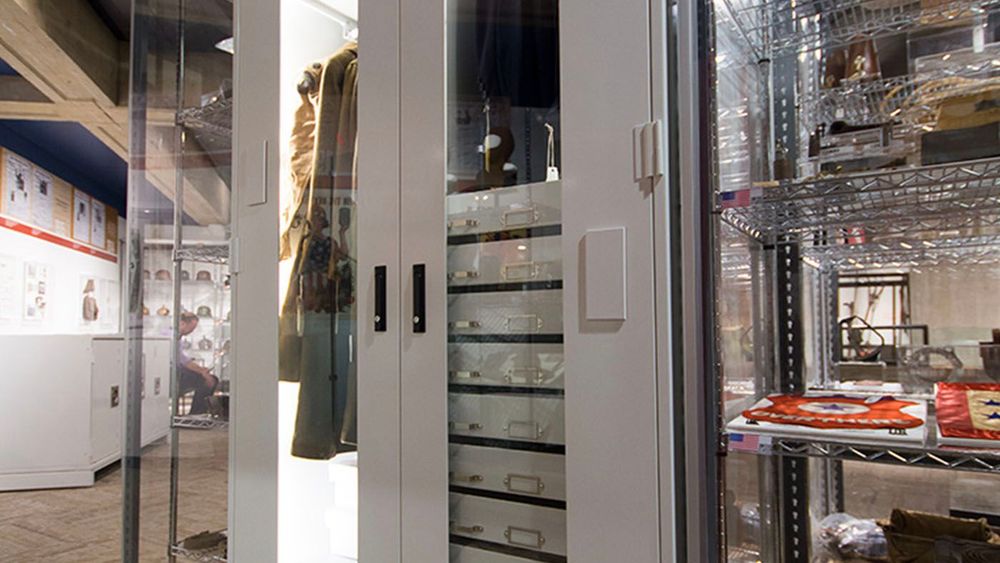 glass door museum cabinets exhibit design