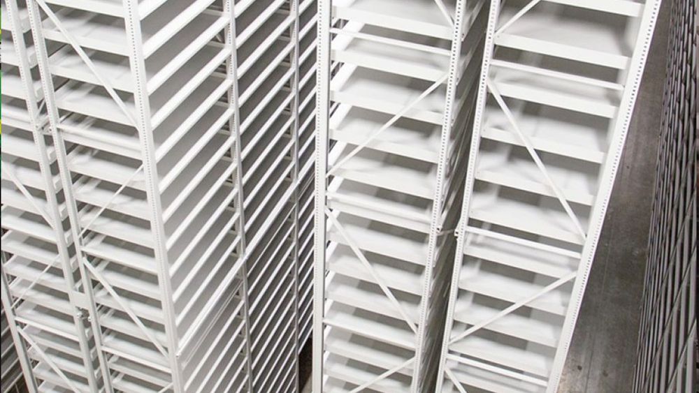 off-site public library shelving system