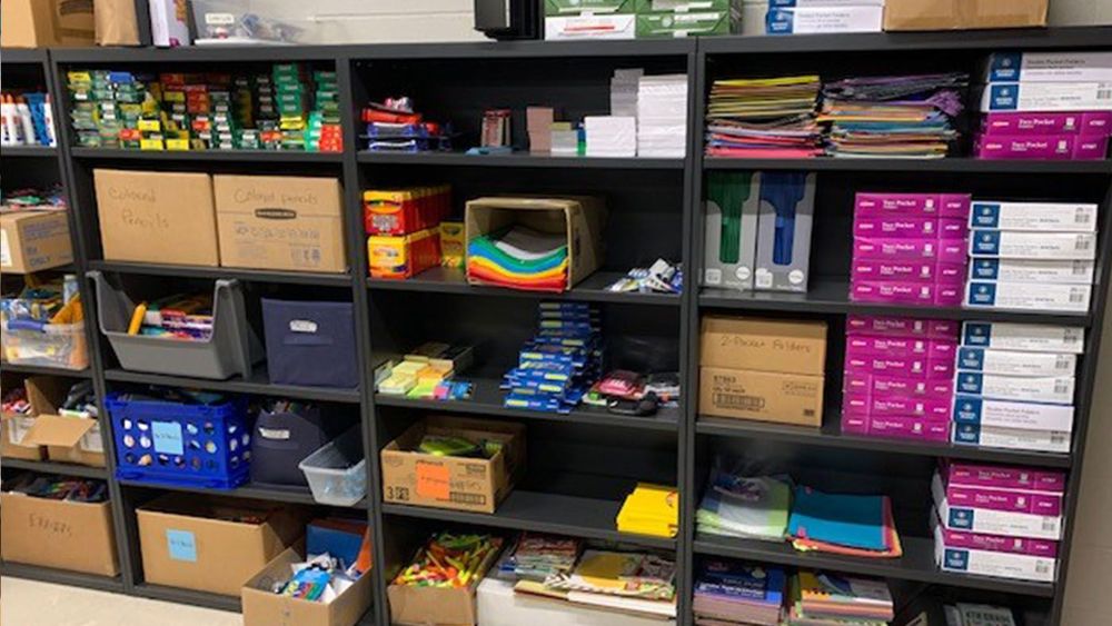 school supply metal shelving