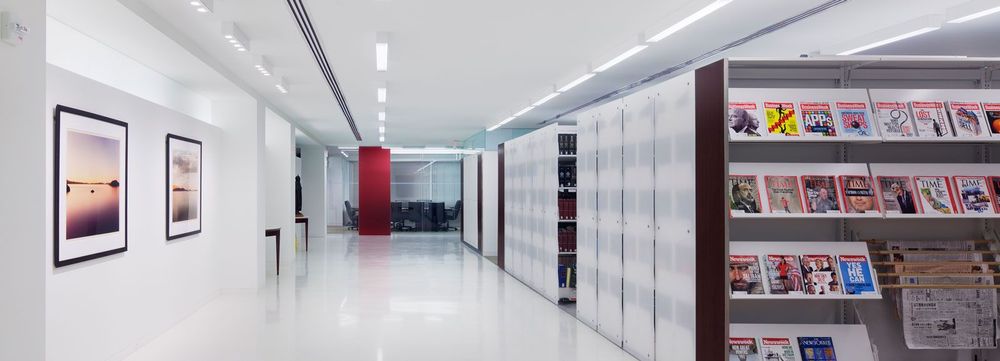 library shelving holding magazines