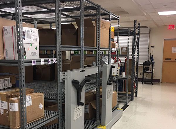 mailroom movable heavy-duty shelving system