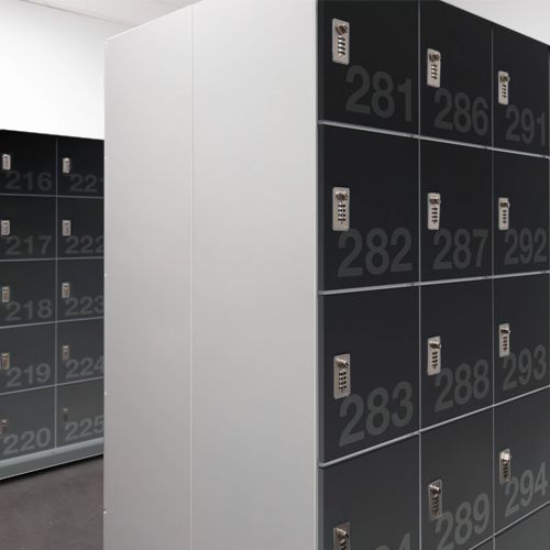 Black Day Use Lockers for manufacturing employees