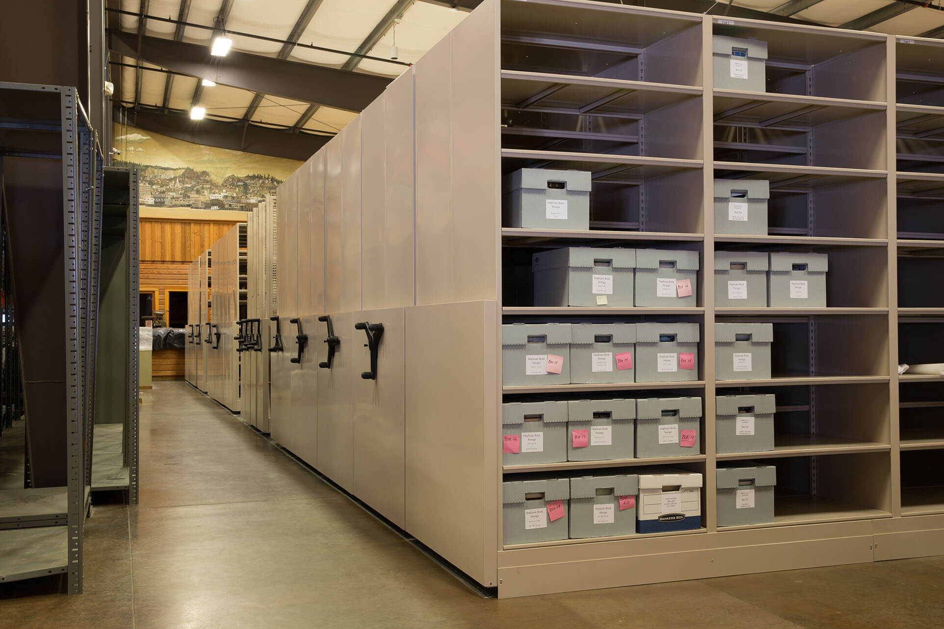 maritime museum boxes on  Spacesaver mechanical assist system