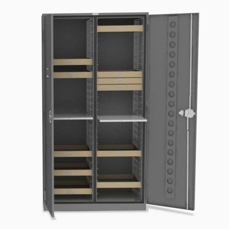 Model 522 Spacesaver Museum Cabinet with door open