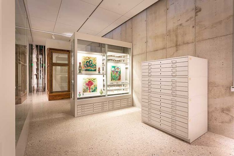 archival flat file cabinet housing art
