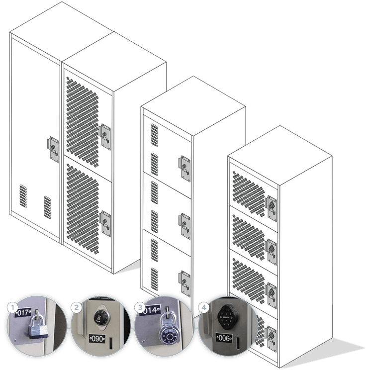 gear locker configurations with lock options