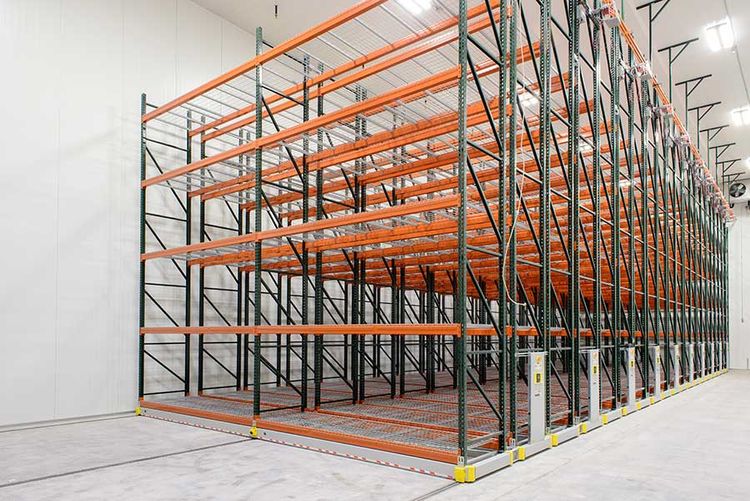 high-density mobile system with industrial shelving