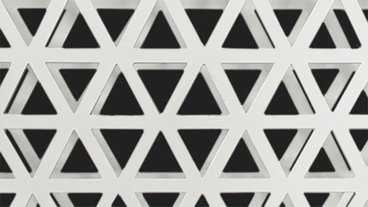 closeup of punched triangle art screen