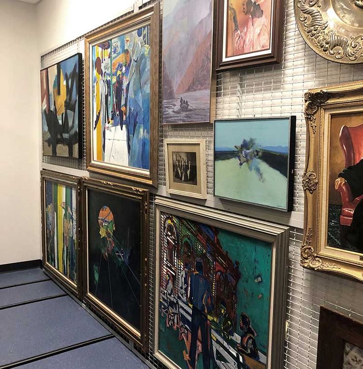 wall mounted art rack with art