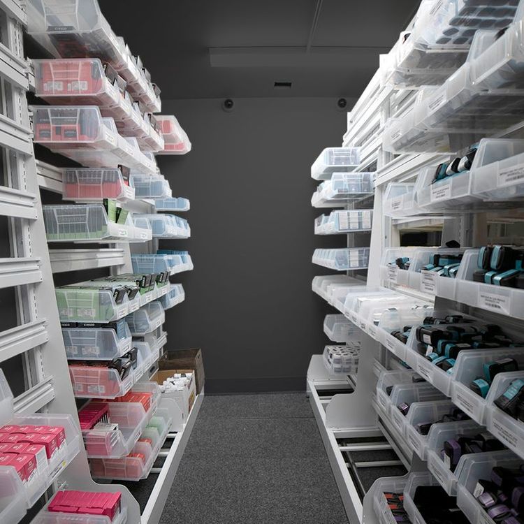 cannabis dispensary clean bin shelving systems