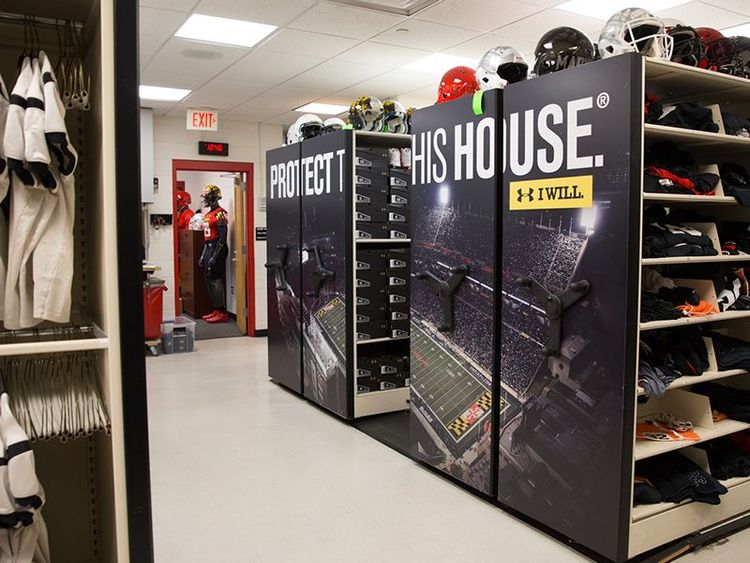 collegiate equipment room compact storage system