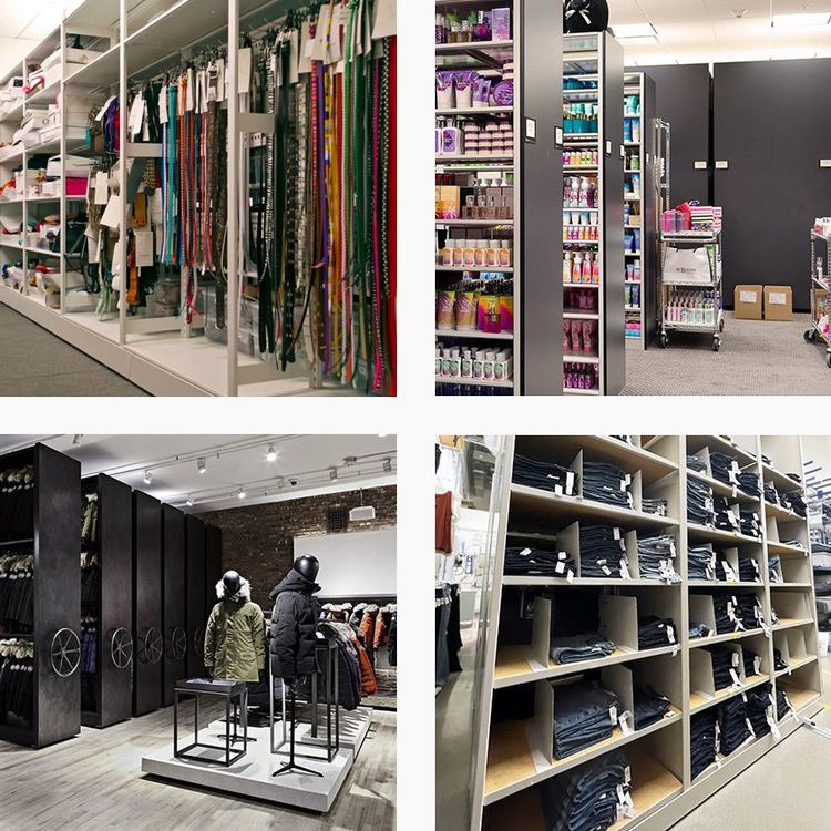 compact retail mobile shelving inventory storage