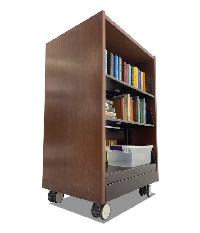 exposed caster flexible shelving unit