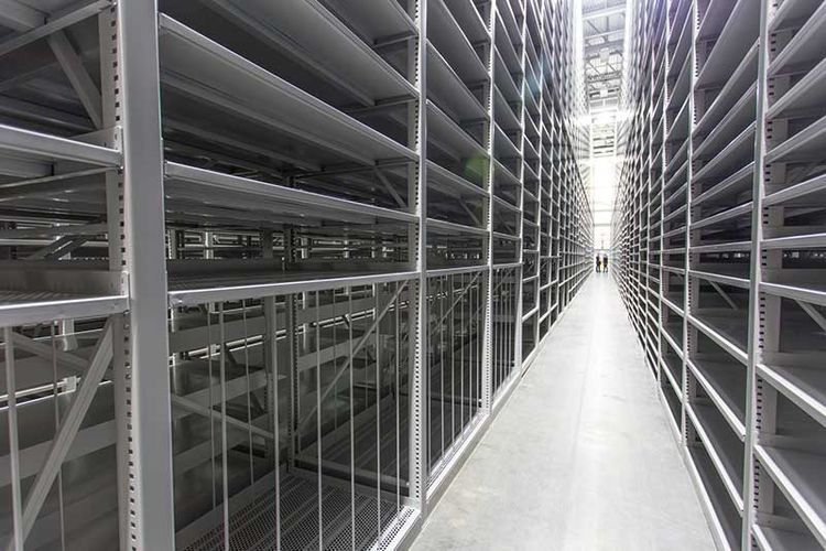 empty highbay shelving system