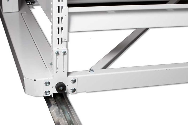 low profile carriage system closeup of the rail