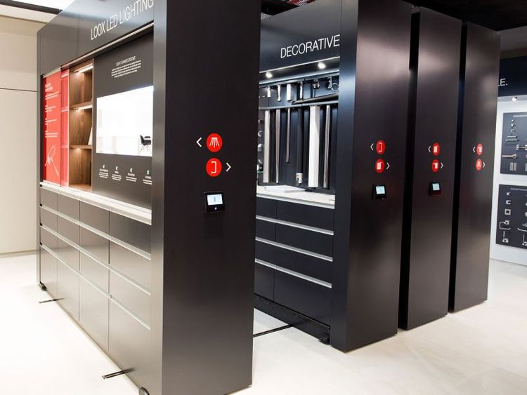 manhatton showroom power moveable shelves