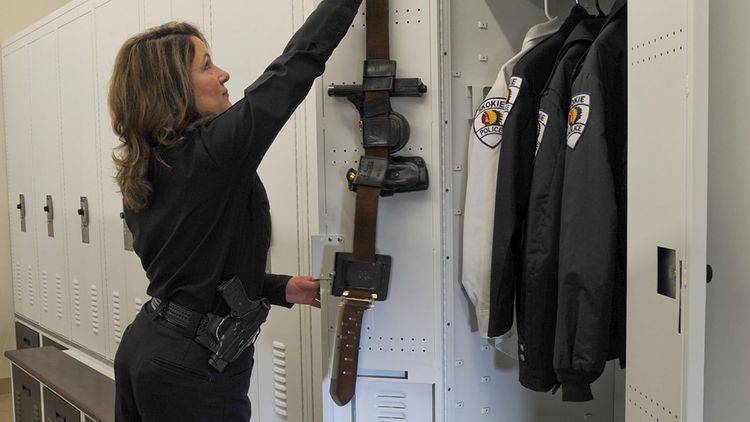 spacesaver police officer locker room design